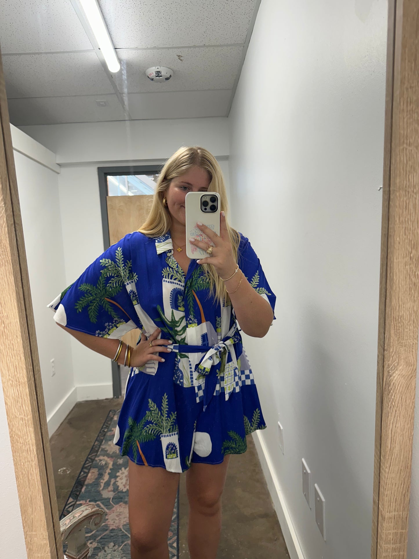 Printed Button Amalfi Romper with Belt