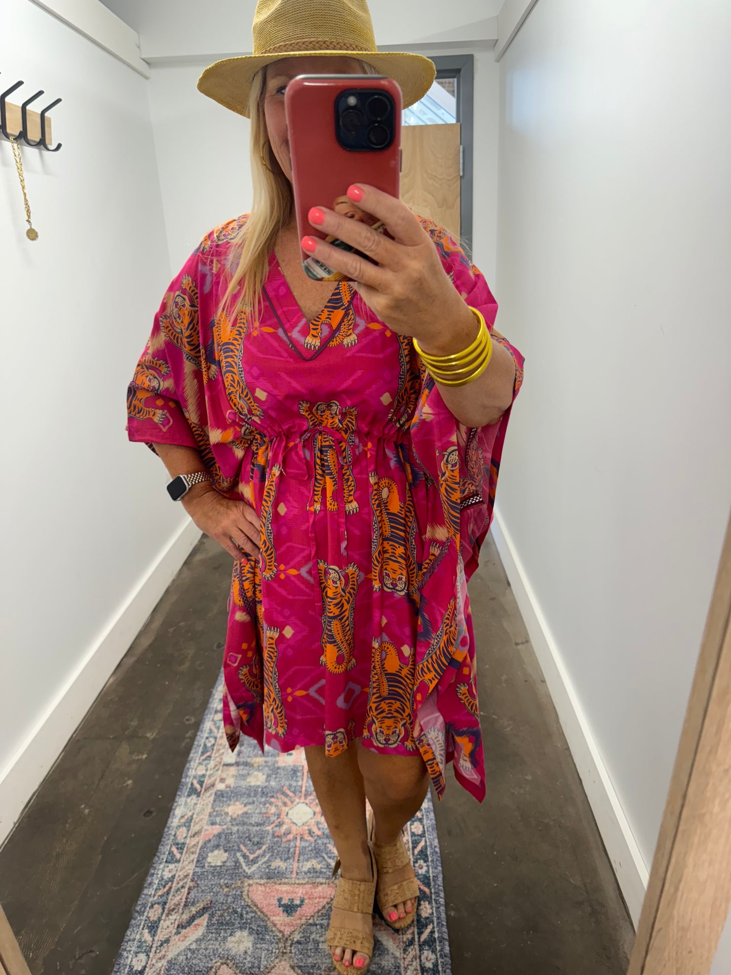 Ikat Tiger Fuchsia Beach Coverup