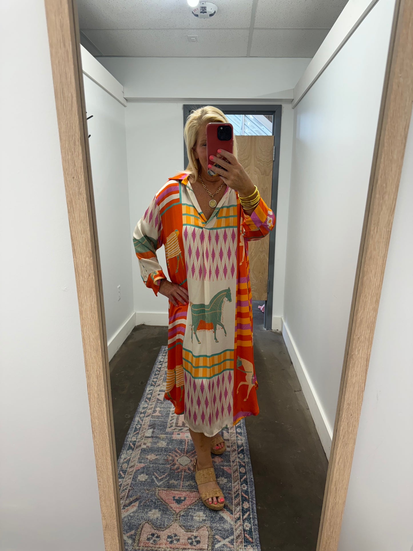 Hot Pink and Orange Equestrian Dress